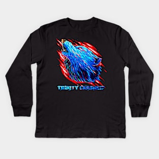 Trinity Crasher Red and blue a Cool full Wolf tee Kids Long Sleeve T-Shirt